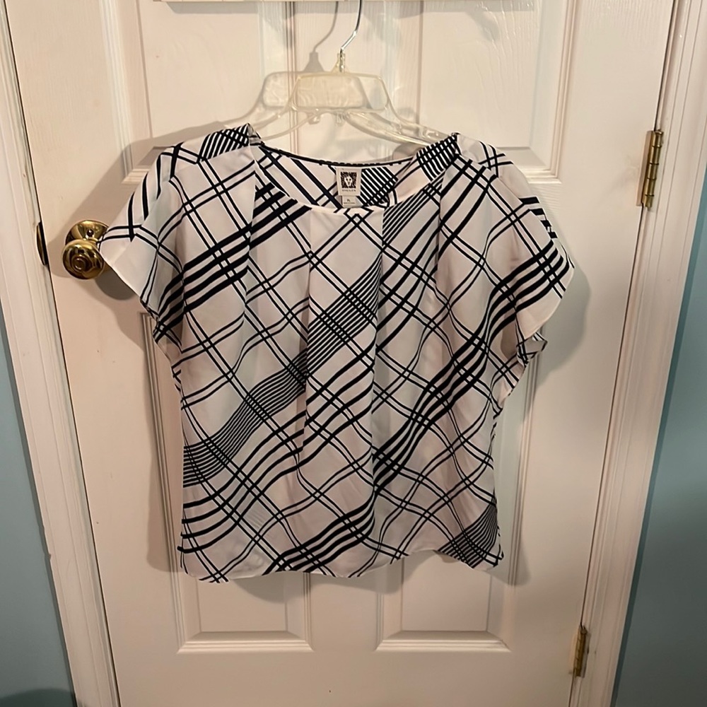 Anne Klein blue and white top